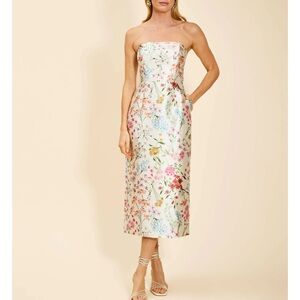 Strapless Floral Dress in Multicolor